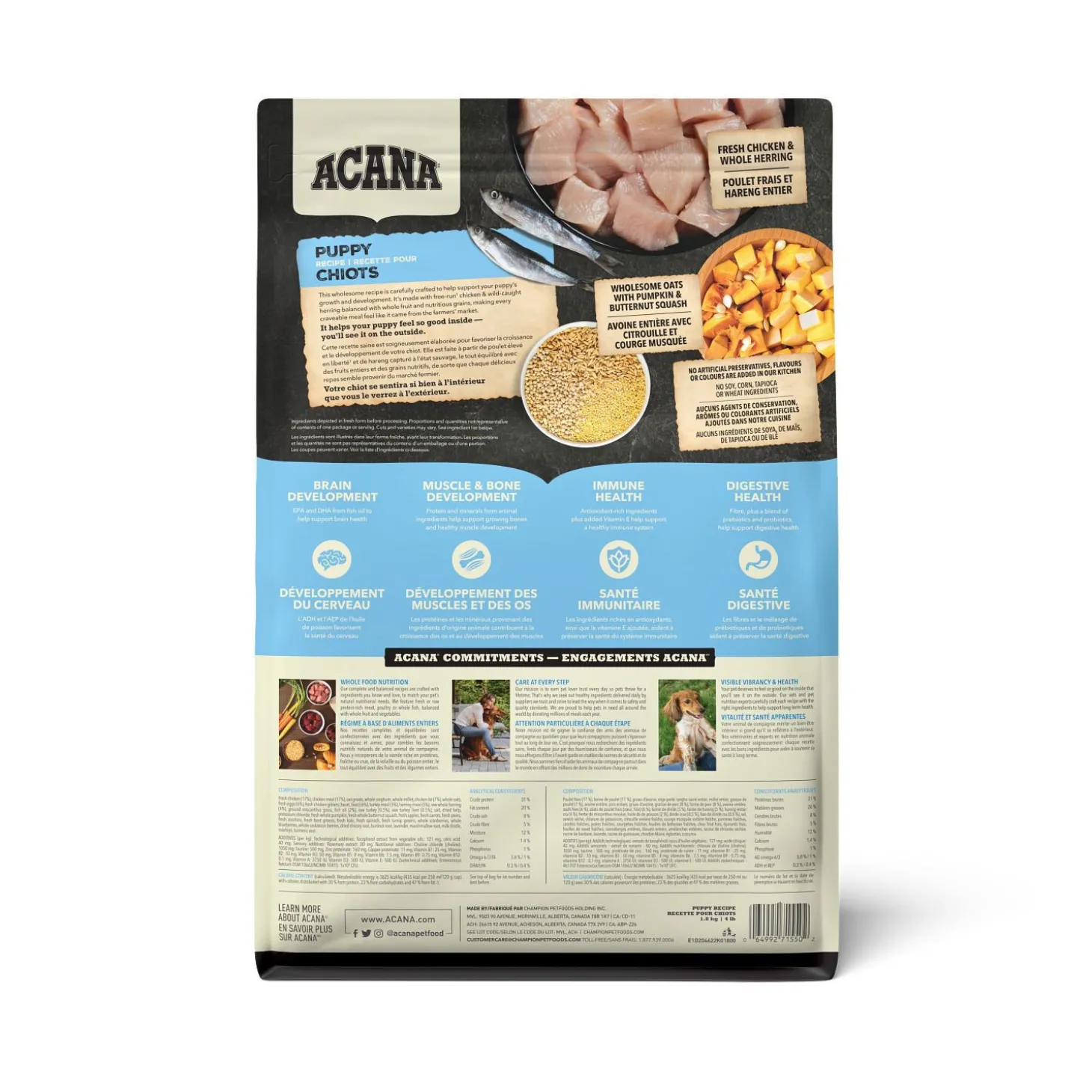 Free-Run Chicken and Wild-Caught Herring Dry Food Puppy Recipe, 1.8 kg