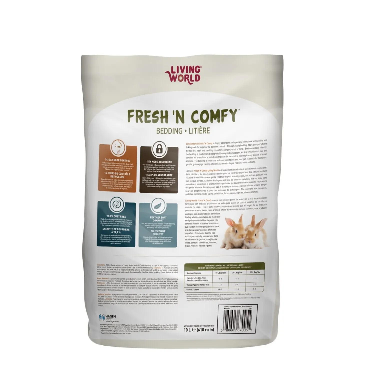 Fresh 'N Comfy small animal bedding, Confetti, 10L