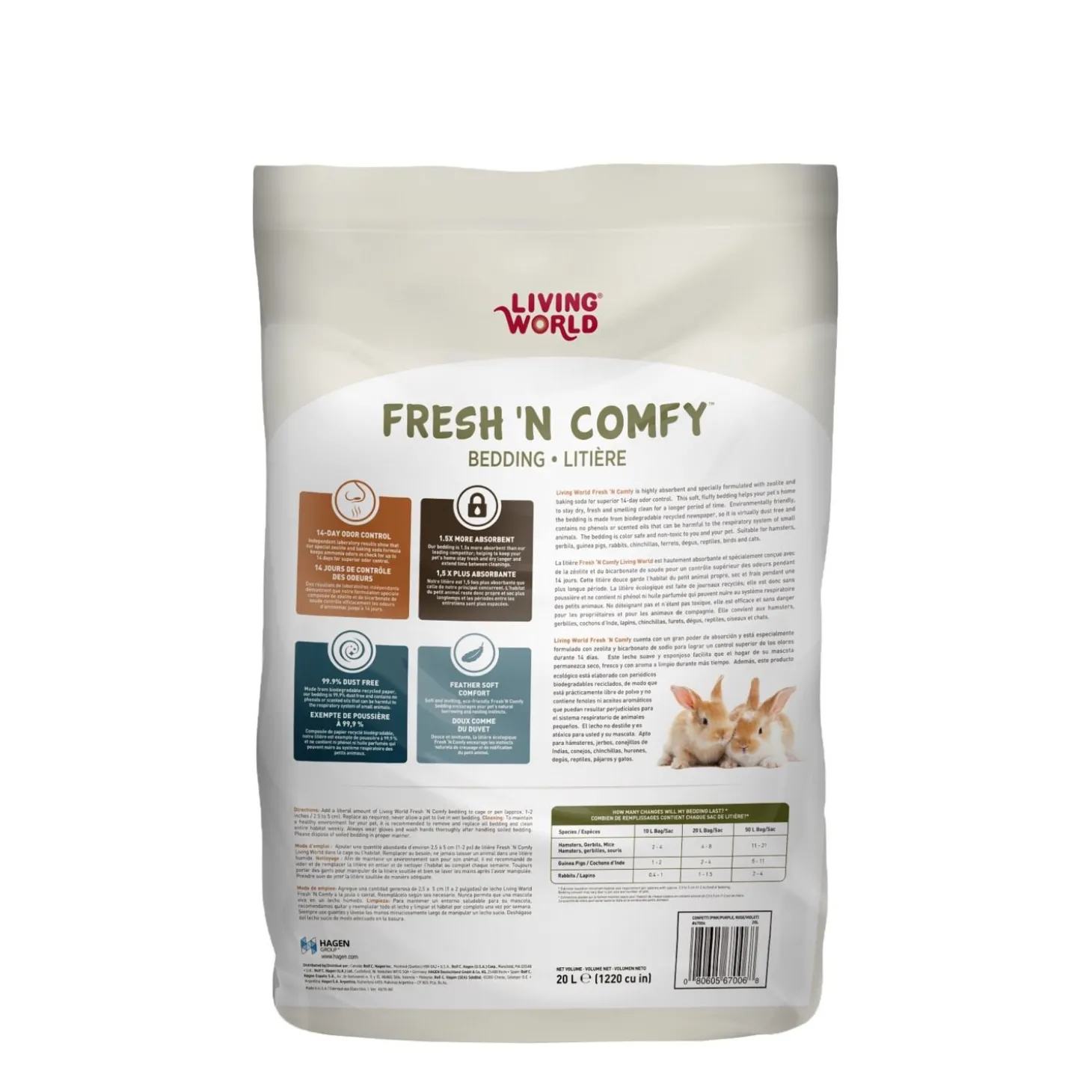 Fresh 'N Comfy small animal bedding, Confetti, 20L