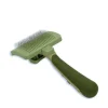 Gentle stainless steel pined self-cleaning slicker for medium dogs