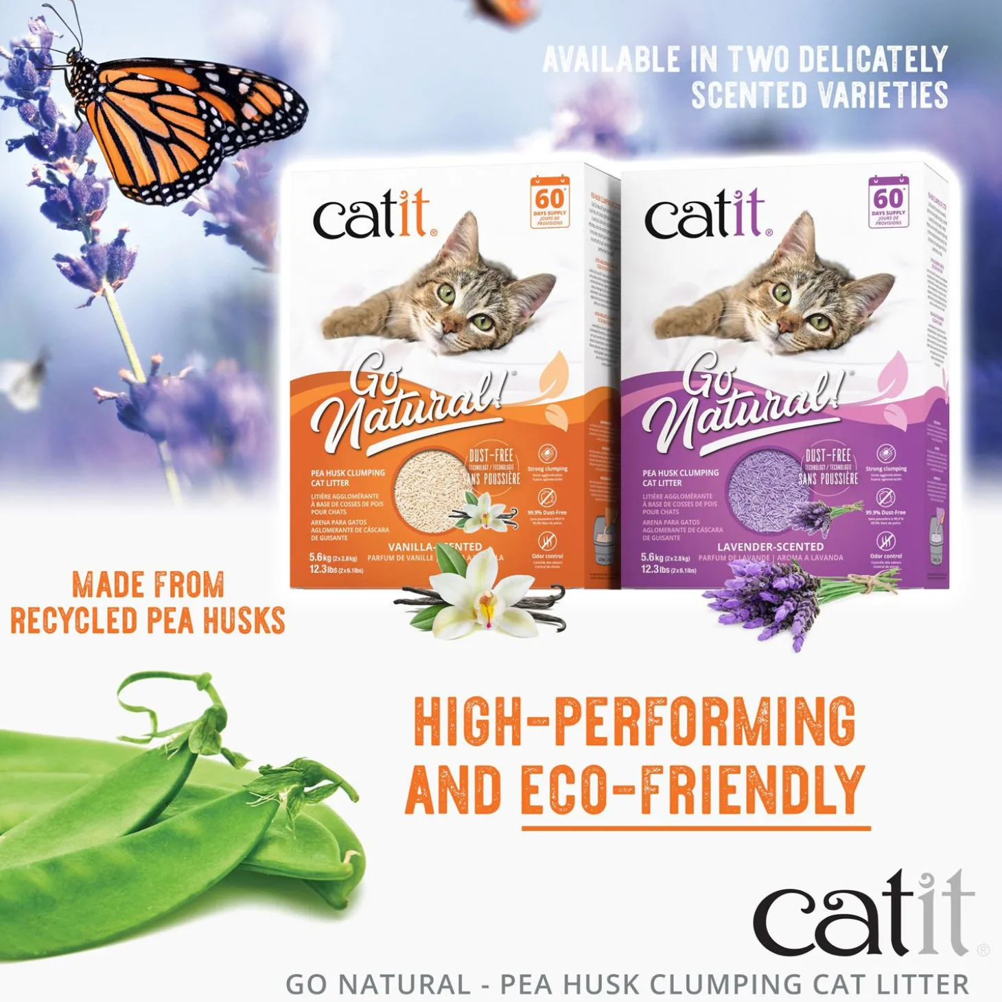Go Natural! Pea Husk Clumping Cat Litter, Lavender