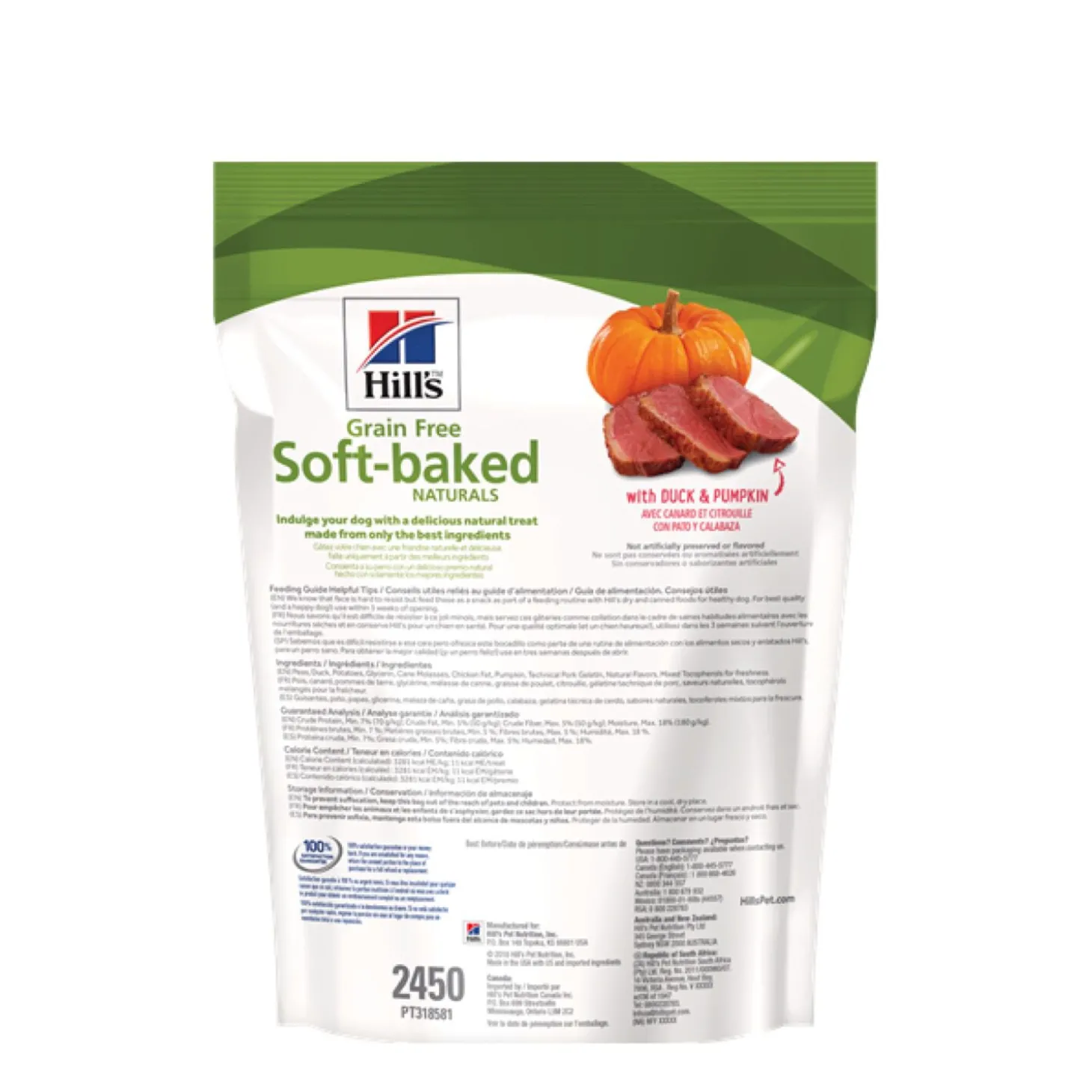 Grain free soft-baked naturals dog treats, with duck and pumpkin, 8 oz