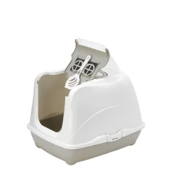 Grey covered litter box