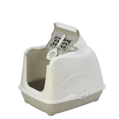 Grey covered litter box