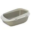 Grey open litter box with rim for easy access