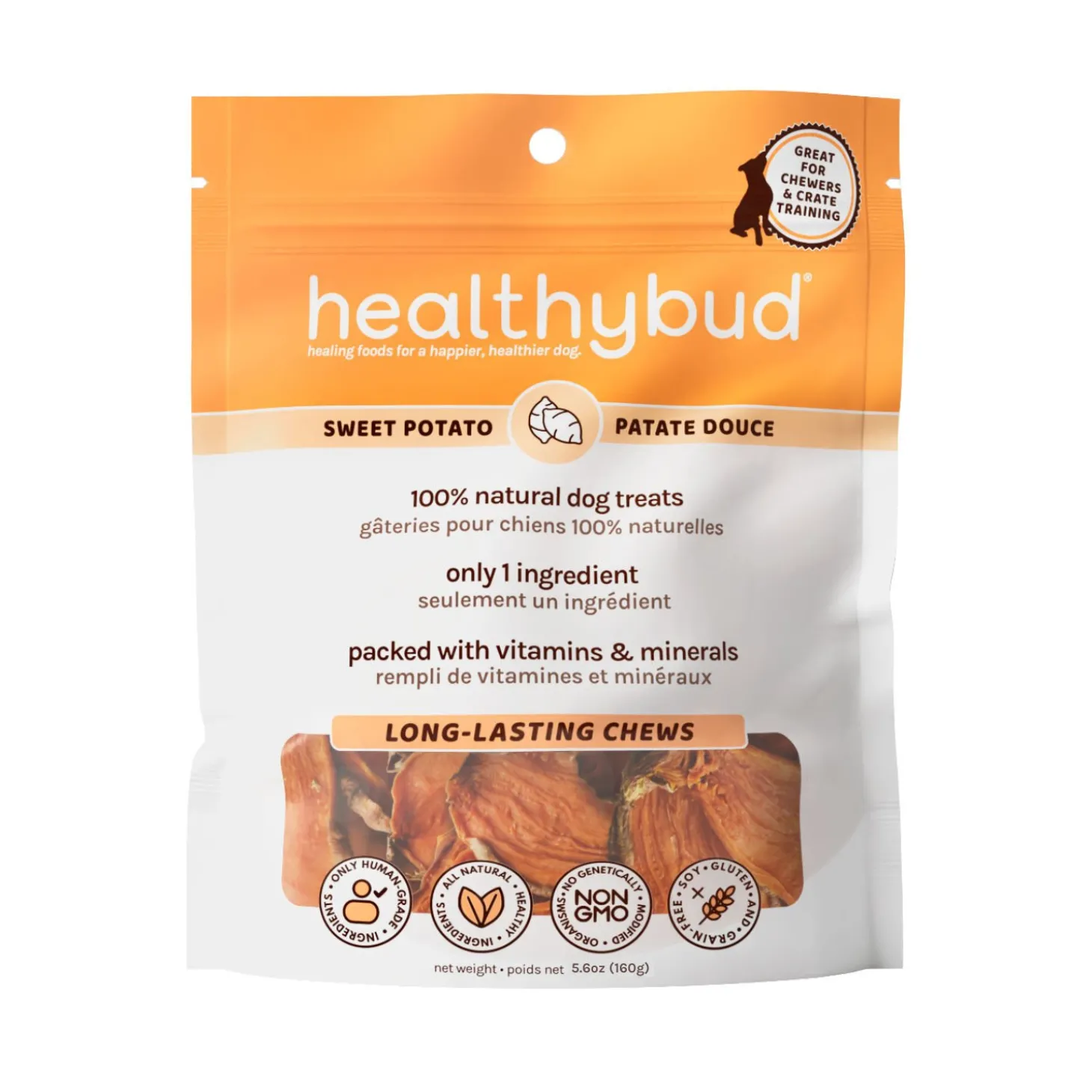 Human-Grade Sweet Potato Chews for Dogs, 160 g