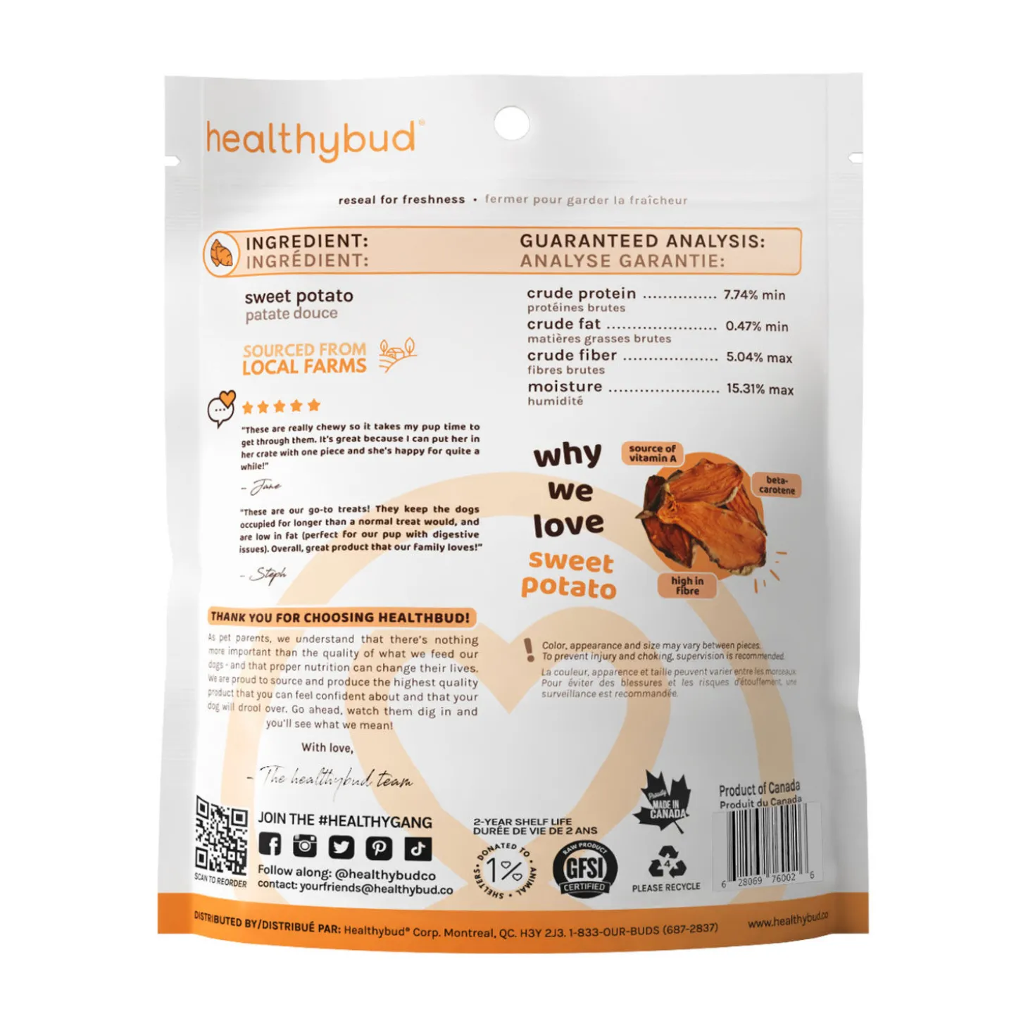 Human-Grade Sweet Potato Chews for Dogs, 160 g