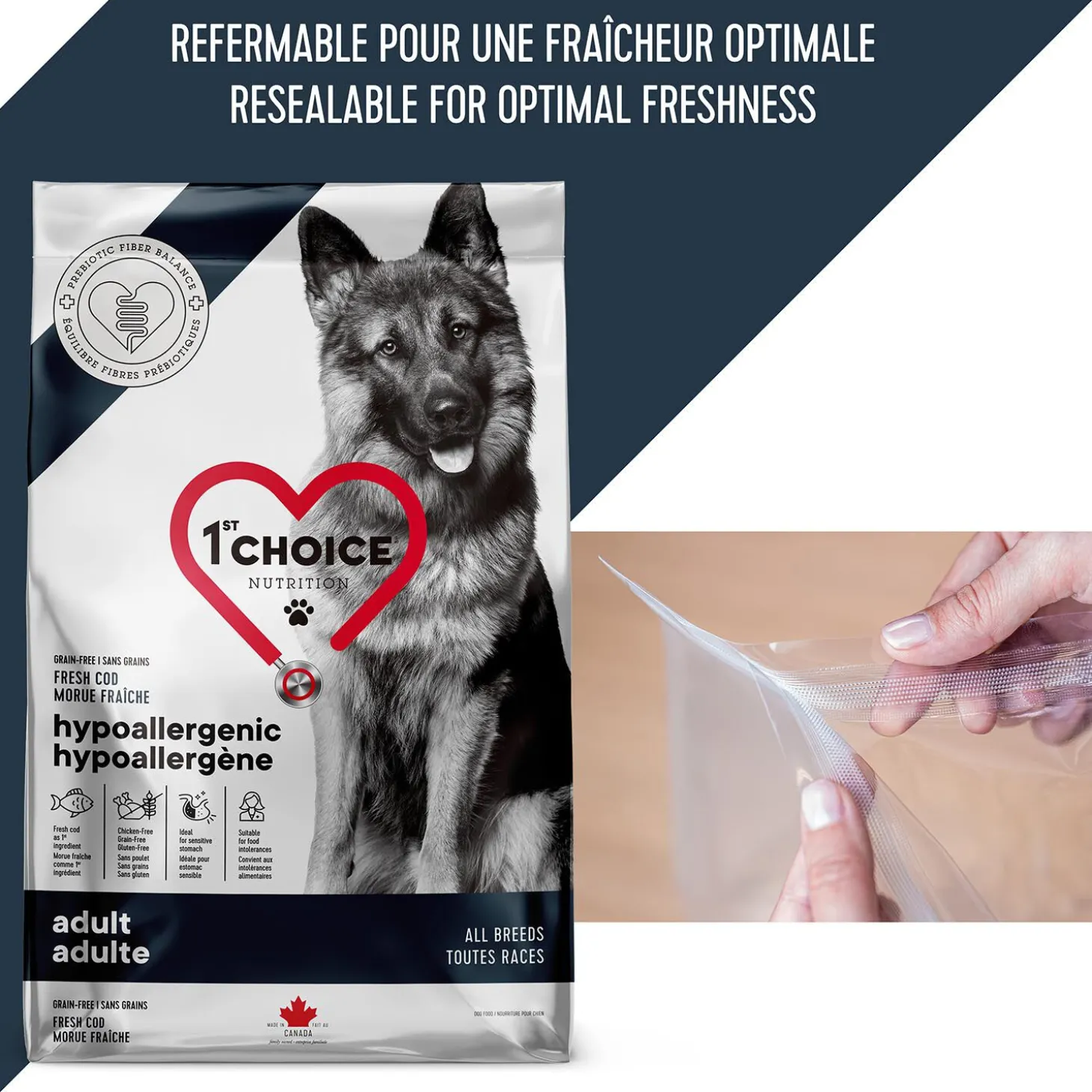 Hypoallergenic Grain-Free Cod Formula Dry Food for Adult Dogs, 2 kg