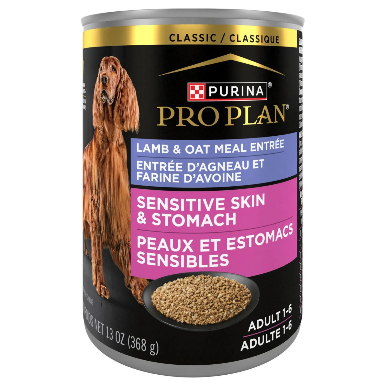Lamb & Oat Meal Entrée Classic Adult Sensitive Skin & Stomach Wet Dog Food, 368 g