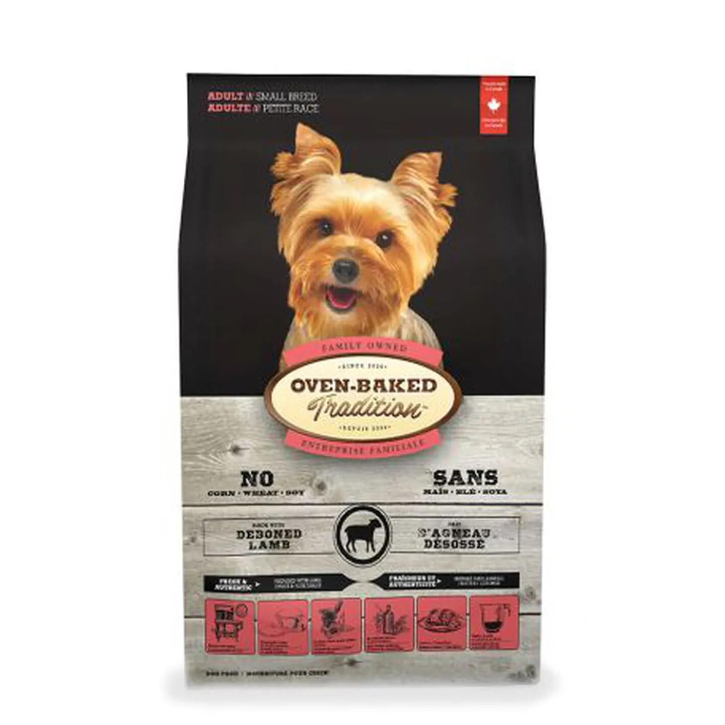 Lamb dry food in small bites for adult dogs