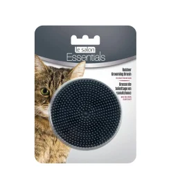 Le Salon Essentials Cat Round Rubber Grooming Brush - Charcoal - 3 in