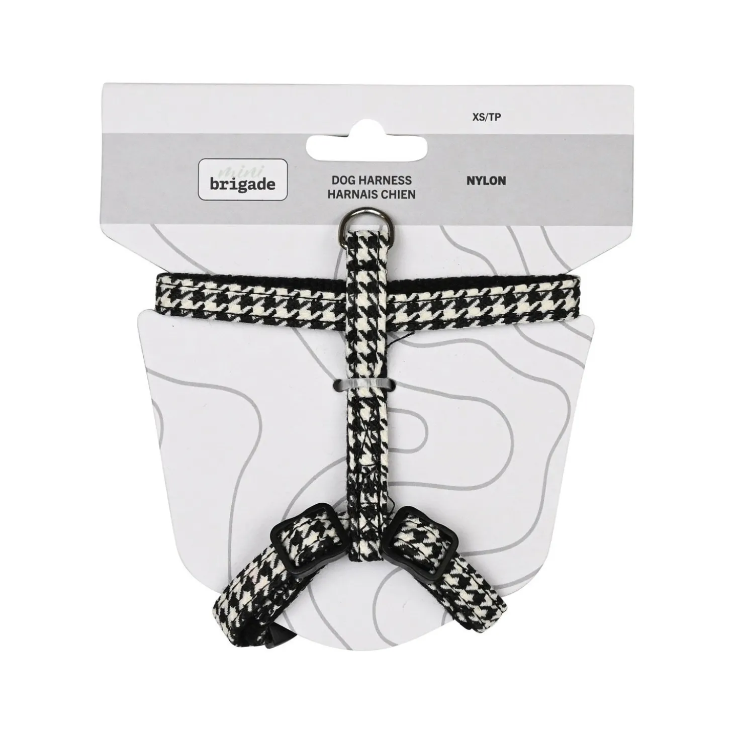 Mini Nylon Harness for Dogs, Houndstooth