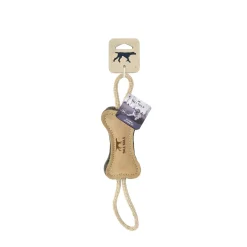 Natural Leather Bone Dog Tug Toy