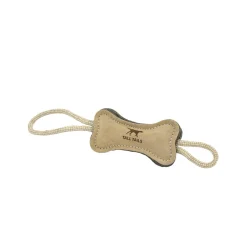 Natural Leather Bone Dog Tug Toy