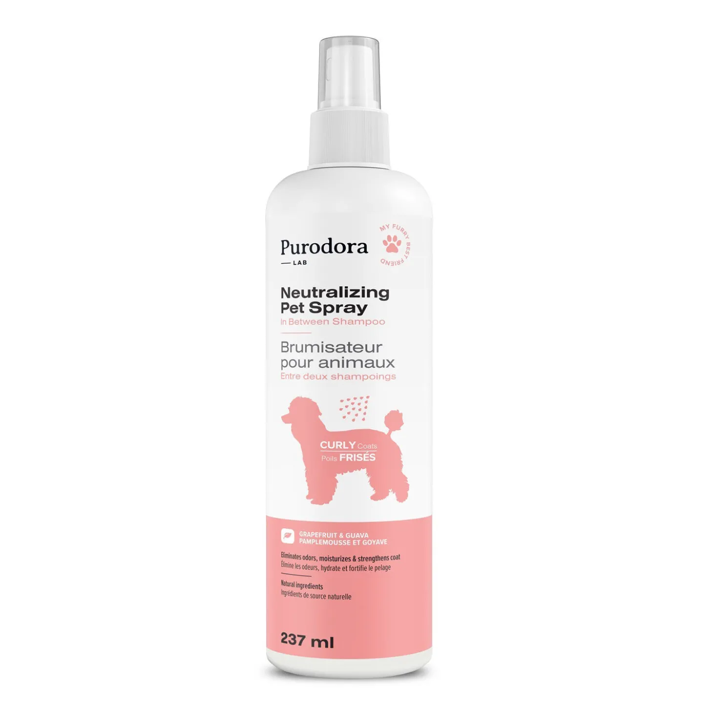 Pet odor neutralizer for curly coats