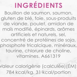 Petites wet food for cats, seared salmon and spinach