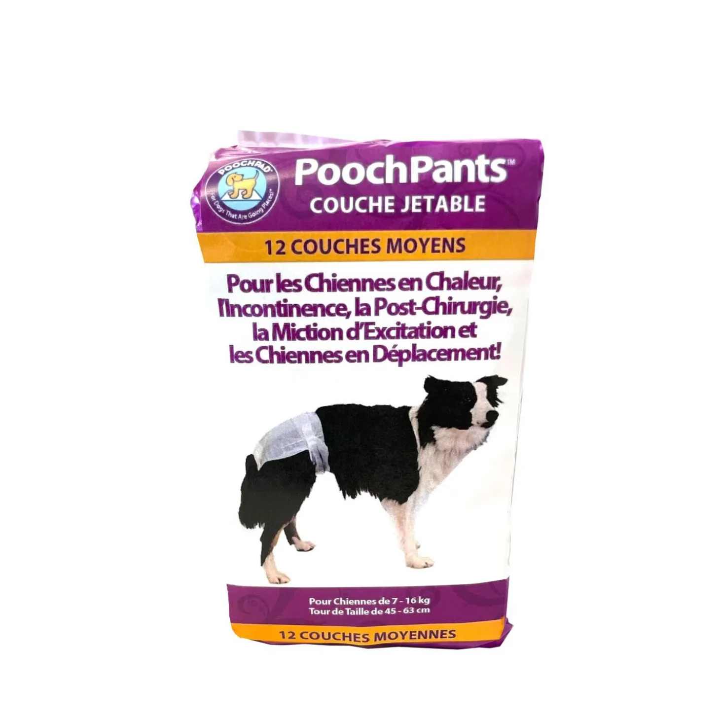 PoochPants Disposable Absorbent Diaper for Dogs, M