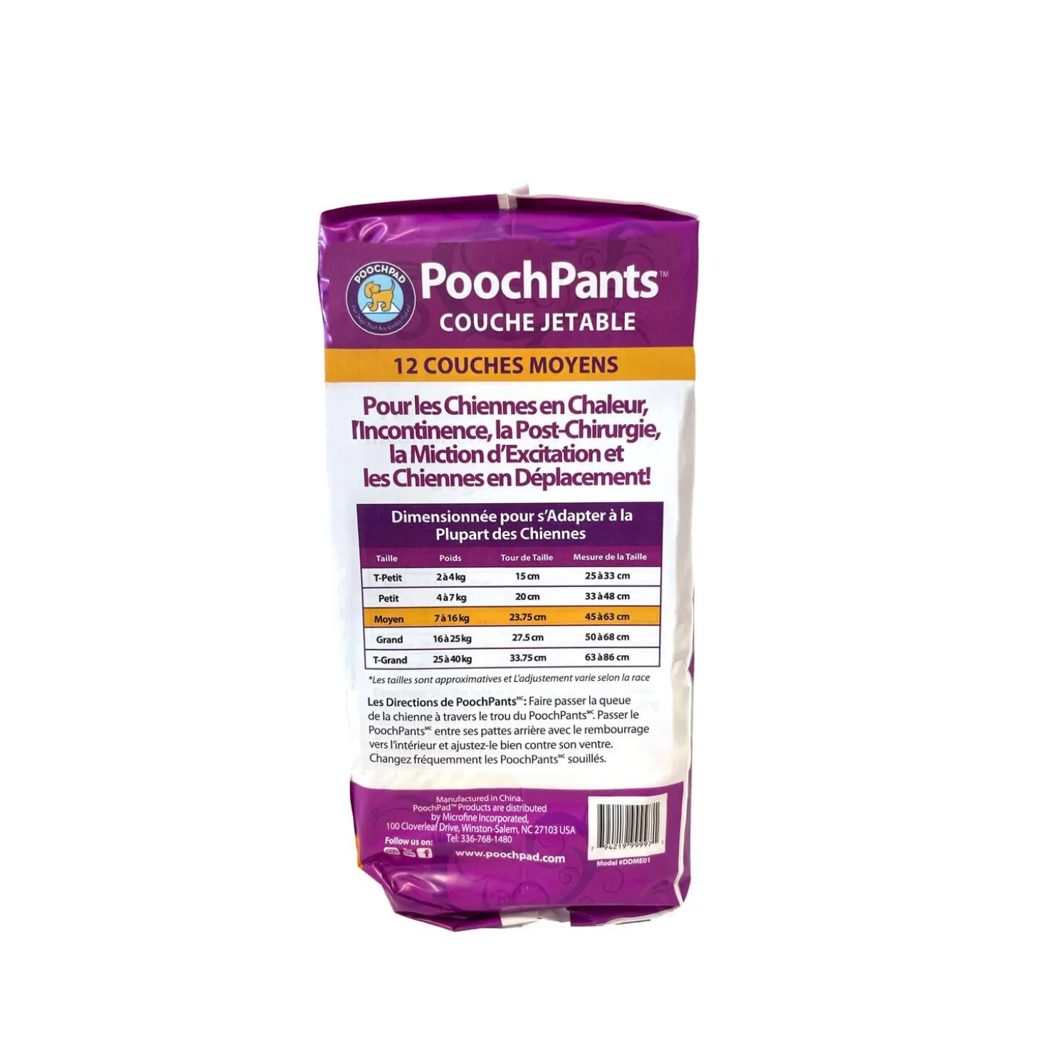 PoochPants Disposable Absorbent Diaper for Dogs, M