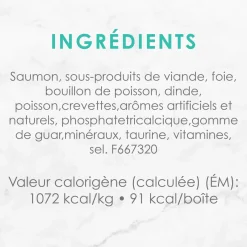 Pâté of salmon & shrimp wet food for adult cats