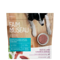 Raw dog food, duck and lamb
