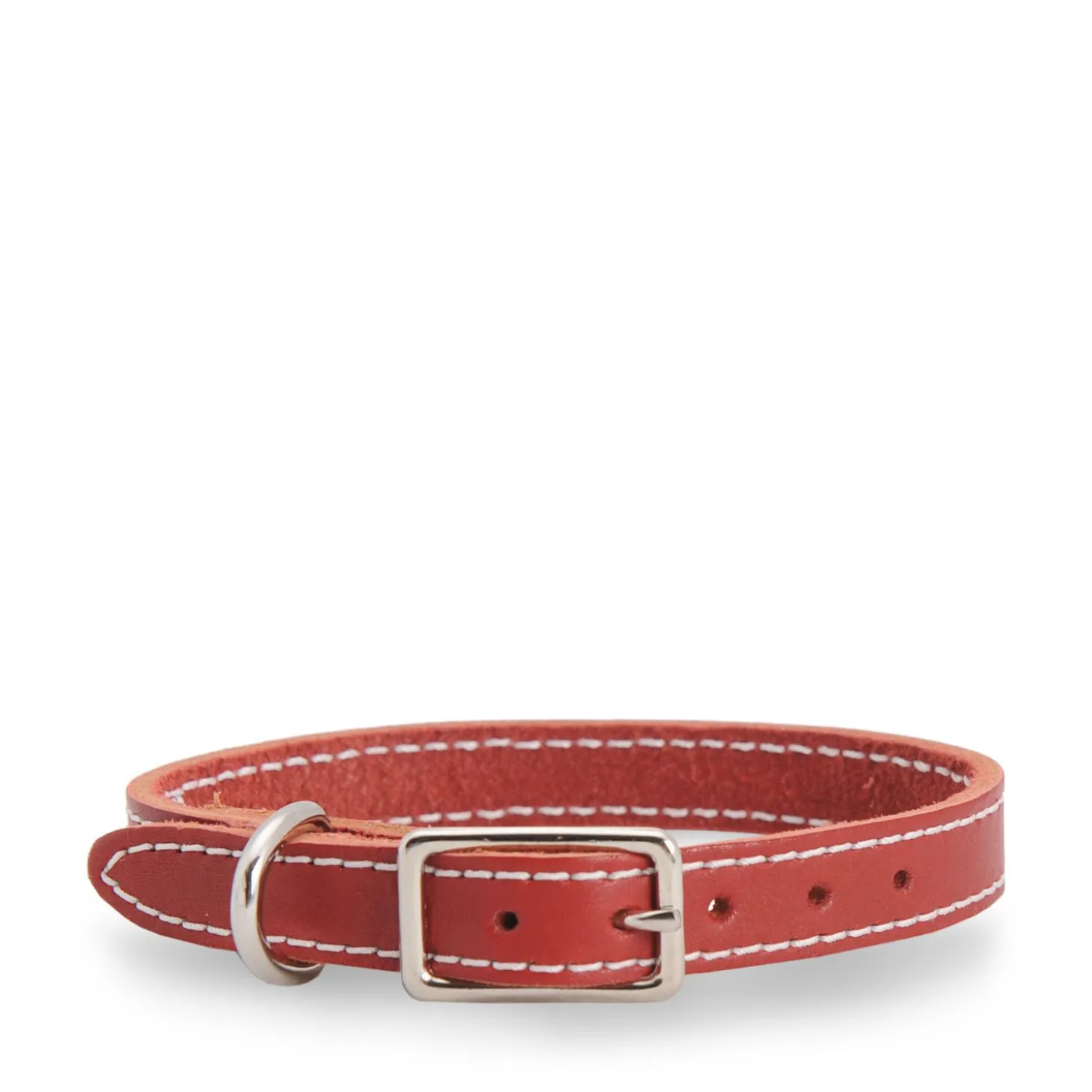 Red stitched leather collar