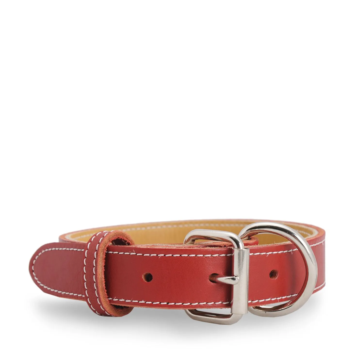 Red stitched leather collar