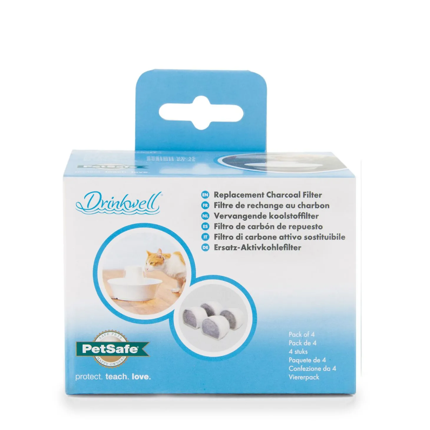 Replacement charcoal filters for ceramic "Avalon", "Sedona" and "Pagoda" pet fountains, 4 pack