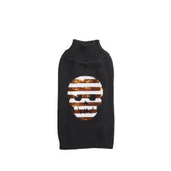 Reversible Sequins Skull Mock Neck Sweater