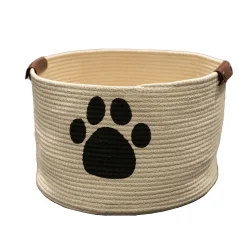 Rope Style Cotton Basket with Paw Print