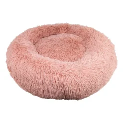 Round Fuzzy Bed for Pets, Pink