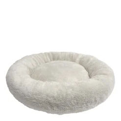 Round plush pet bed, white