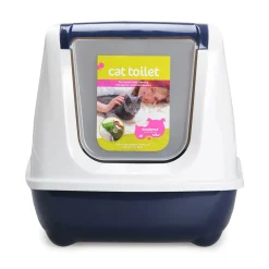 Royal blue covered litter box