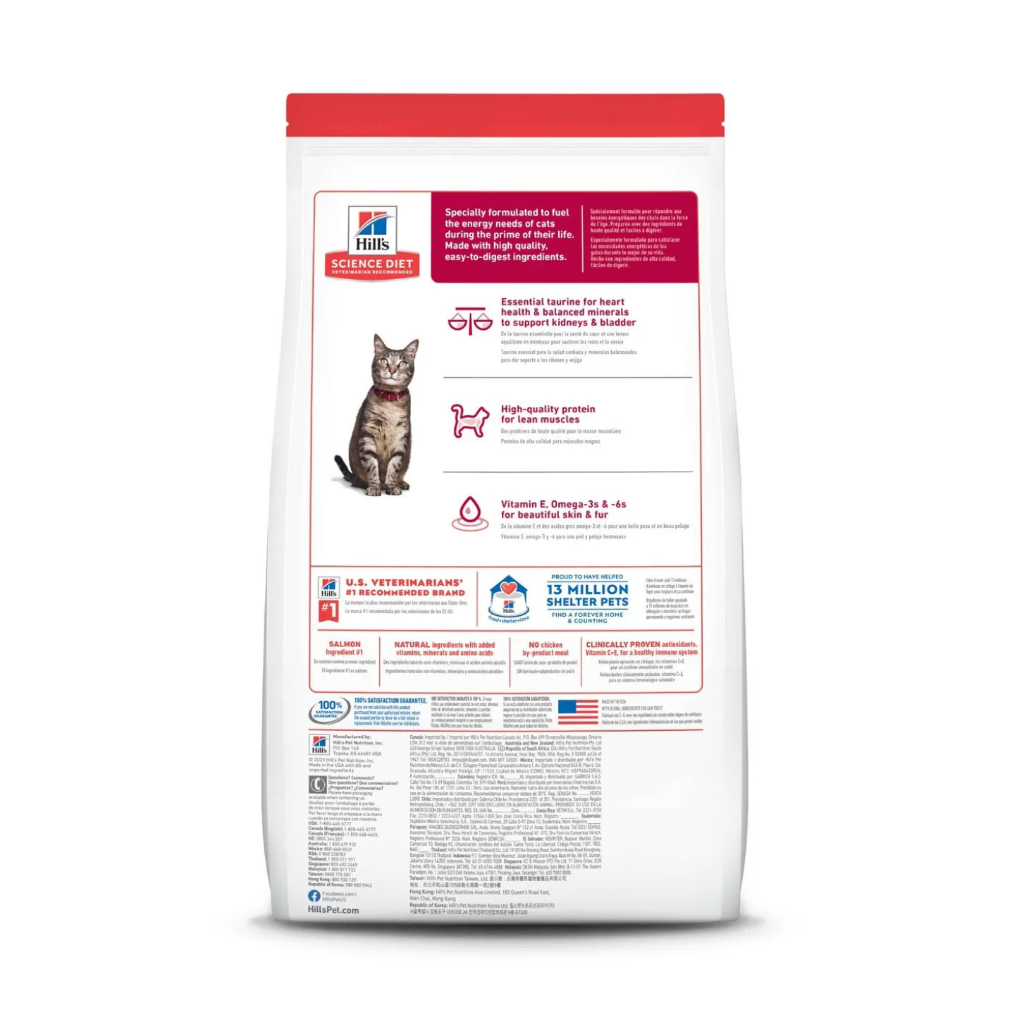 Salmon & Brown Rice Recipe Dry Food for Adult Cats, 6.8 kg