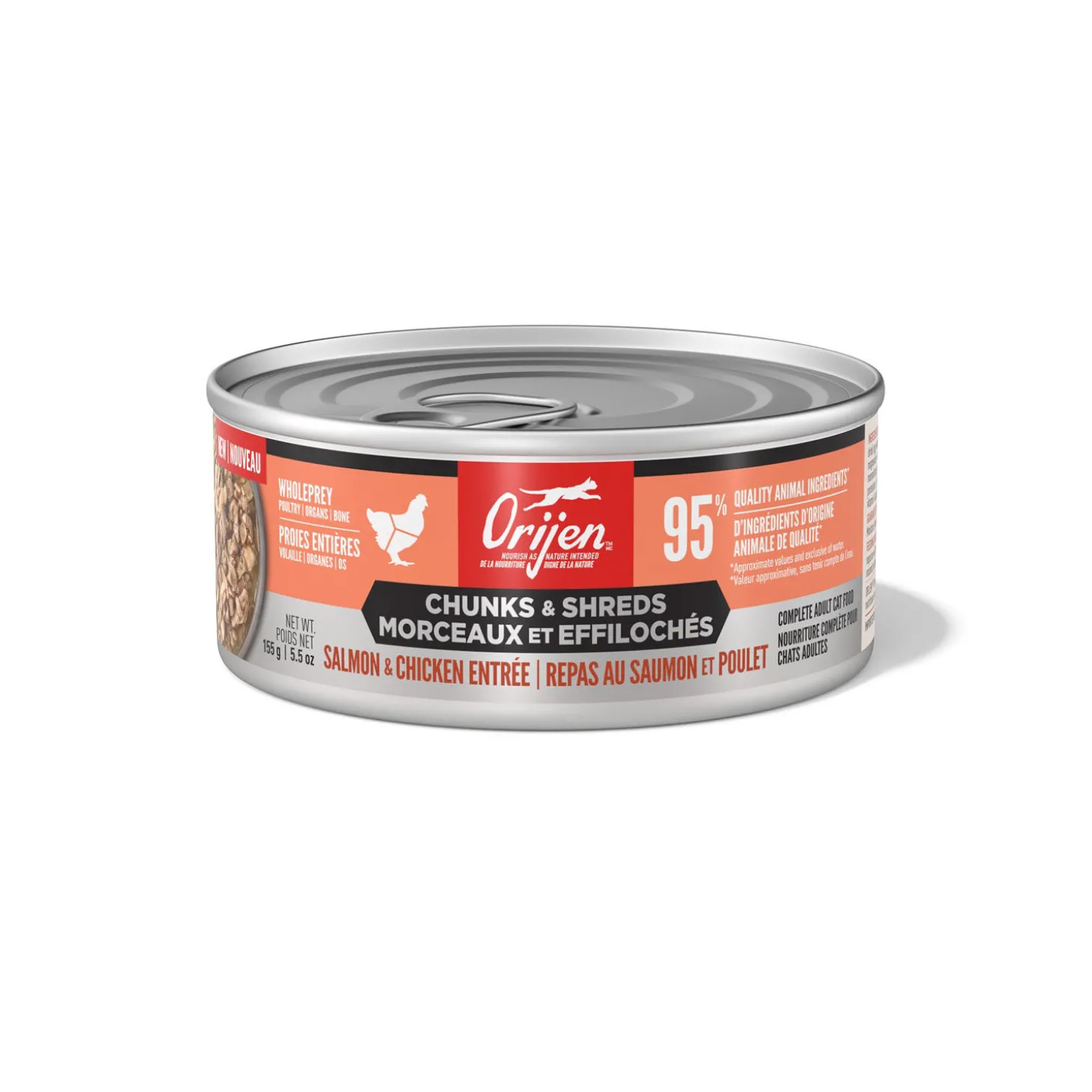 Salmon and Chicken Chunks and Shreds Entrée for Cats, 155 g