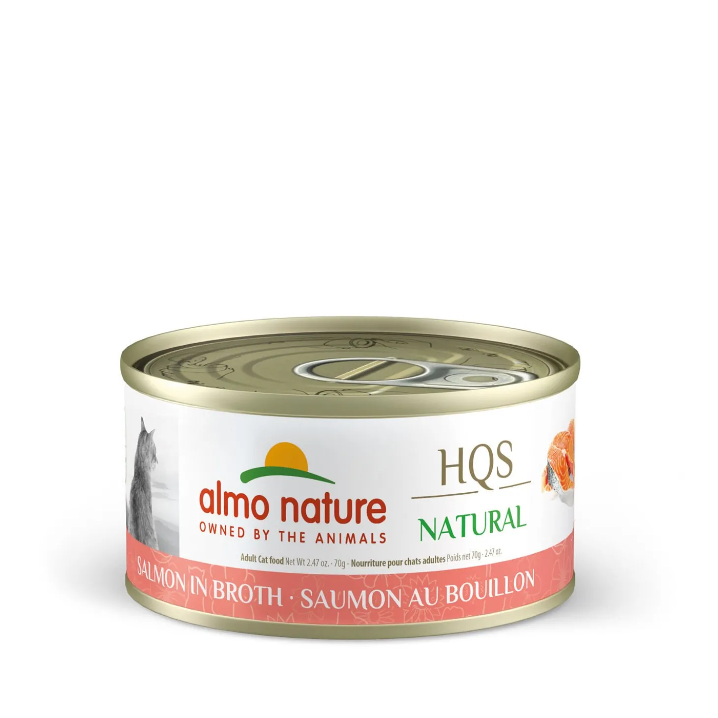 Salmon in broth for adult cats