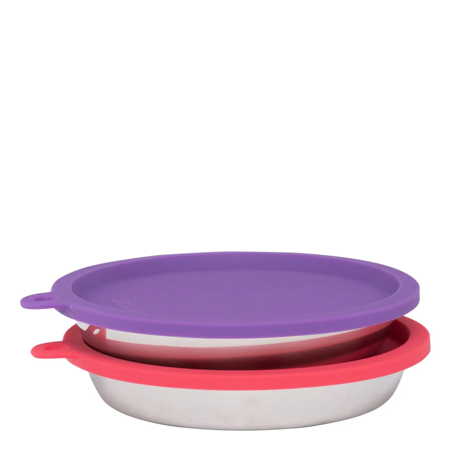 Set of Stainless Saucer Shaped Bowls with Silicone Lids