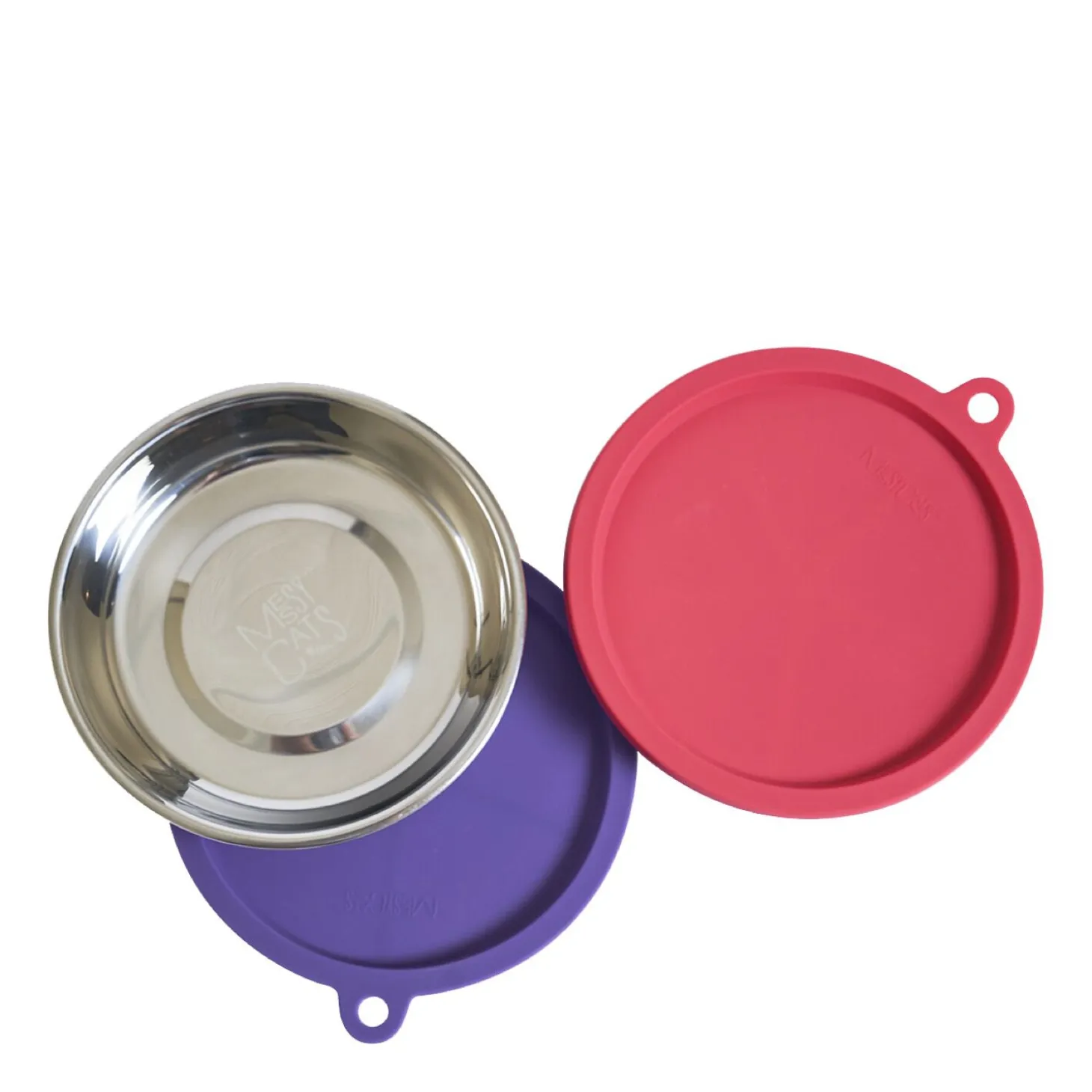 Set of Stainless Saucer Shaped Bowls with Silicone Lids