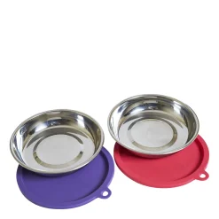 Set of Stainless Saucer Shaped Bowls with Silicone Lids