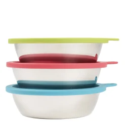 Set of Stainless Steel Bowls and Silicone Lids
