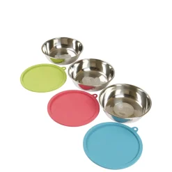 Set of Stainless Steel Bowls and Silicone Lids