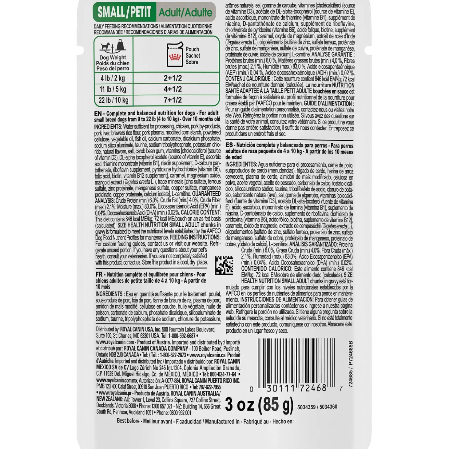 Size Health Nutrition™ Small Adult Chunks in Gravy Pouch Dog Food