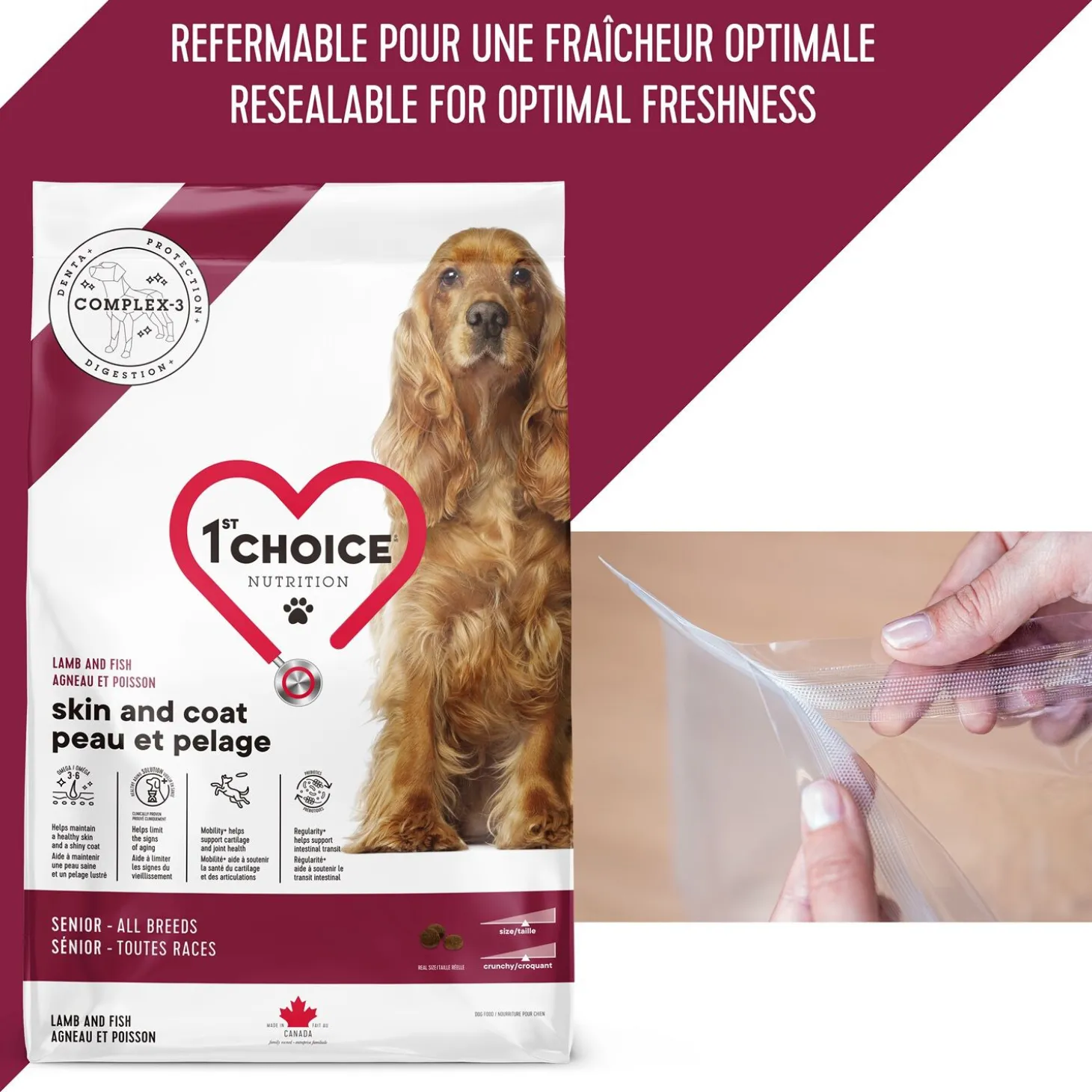 Skin and Coat Formula for Senior Dog all Breeds, Lamb and Fish, 11kg