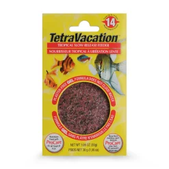 Slow release feeder for tropical fishes