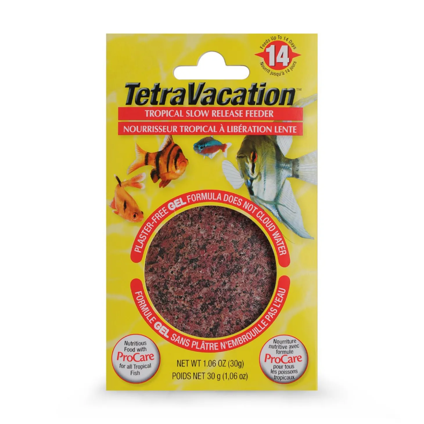 Slow release feeder for tropical fishes