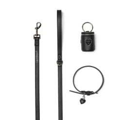 The CLEO Trio of Black Vegan Leather Dog Accessories