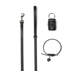 The CLEO Trio of Black Vegan Leather Dog Accessories