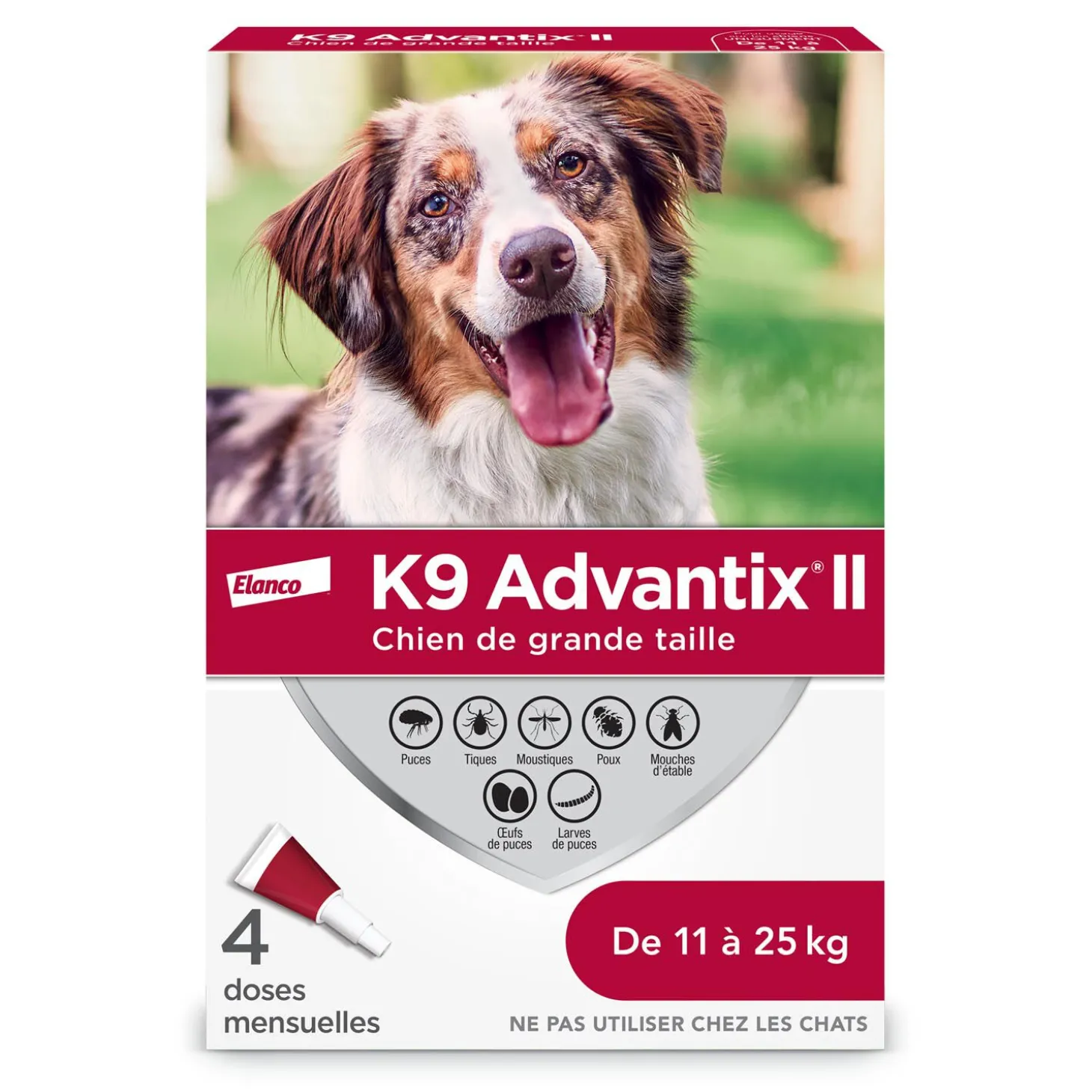 Topical Flea Tick and Mosquito Protection for Dogs 11 to 25 kg, 4 pack