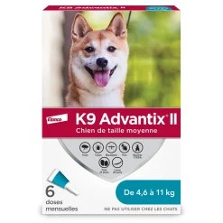 Topical Flea Tick and Mosquito Protection for Dogs 4.6 to 11 kg, 6 pack