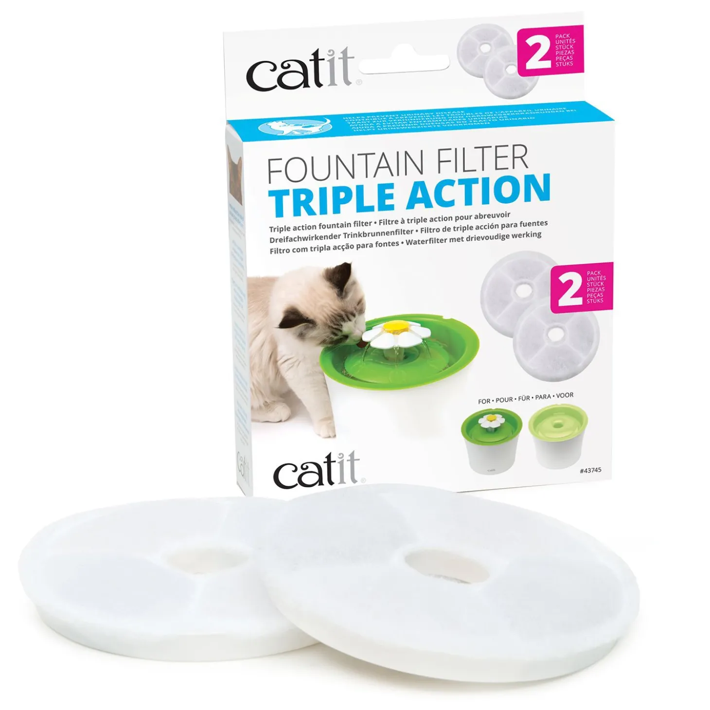 Triple Action Fountain Filters - 2 pack