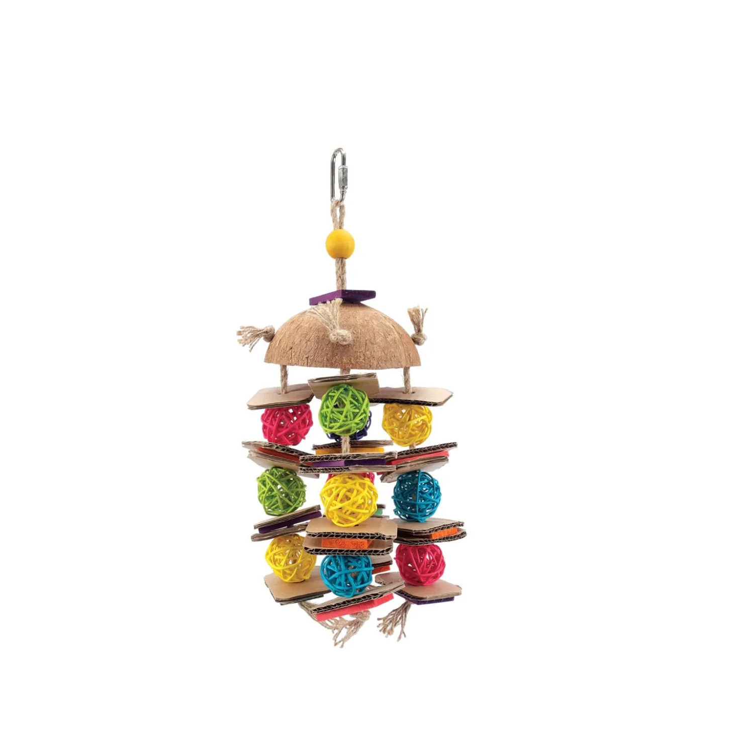 Tropical Trove Coconut with Wicker Balls Toy for Small and Medium Birds